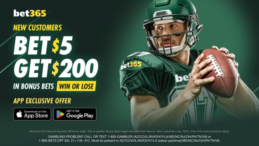 Verwenden Sie den bet365-Bonuscode CBSBET365 und erhalten Sie 200 $ Bonuswetten, indem Sie am Montag auf Packers-Eagles, Cavaliers, Bulls wetten